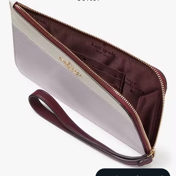 Kate Spade medium zip wristlet wallet color block lilac moon NWT Lucy - Picture 2 of 3